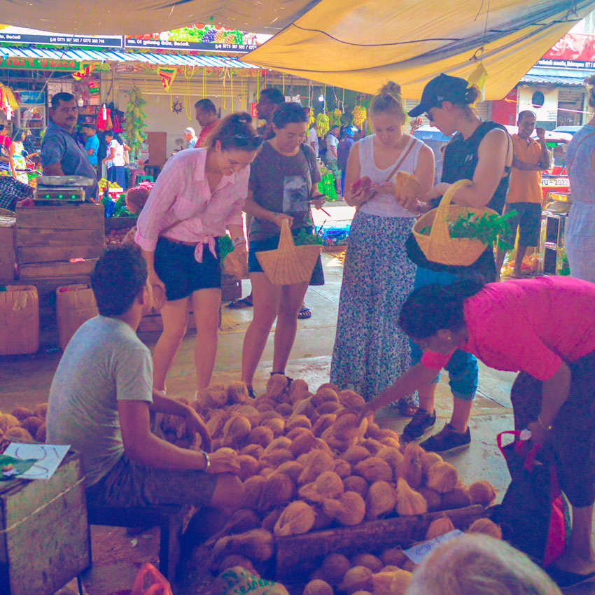 Young female group visited local market in Sri LankaSri Lanka Market